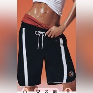 FP Movement by Free People Black Track Shorts with White Side Stripes